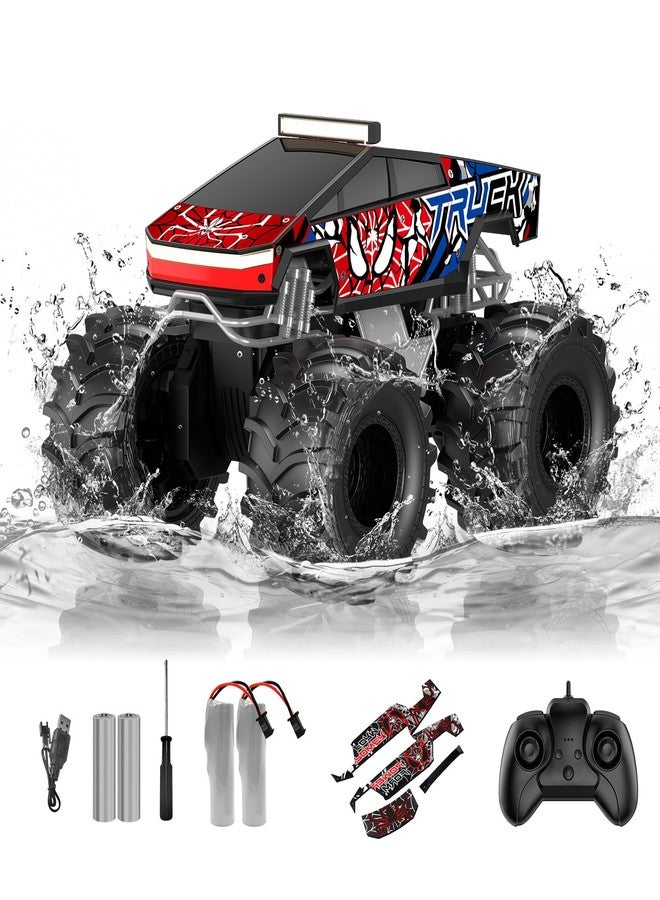 TOZDTO Remote Control Car, Amphibious Monster Truck Toys for Boys RC Cars, 2.4 GHz Waterproof RC Trucks, 1:18 4WD All Terrain Off-Road Pickup, Cool Christmas Birthday Ideas Gifts for Kids 6+ Year Old - Image 1